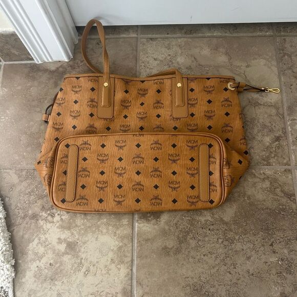 MCM Cognac Monogram Tote Bag - Picture 2 of 5